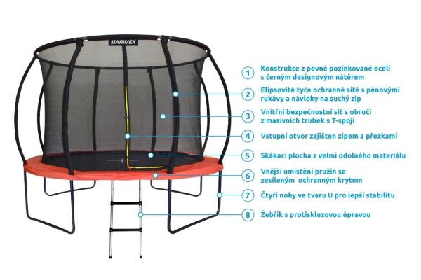 Marimex Premium trampolína 305 cm + vnitřní ochranná síť + schůdky ZDARMA2