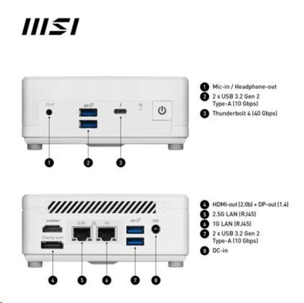 MSI PC Cubi 5 1M-485BEU,  Core 3 100U,  8GB,  N/ A,  N/ A,  No OS,  White7