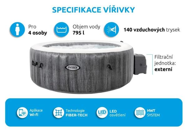 Intex Vířivý bazén Pure Spa - Bubble Greywood Deluxe NP 48