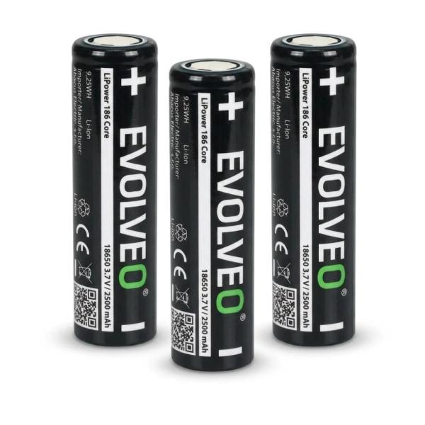 EVOLVEO LiPower 186 Core 2500, Li-ion batéria 18650 (3.7 V / 2500 mAh), 3ks