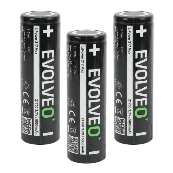 EVOLVEO LiPower 217 Max 5000 - Li-ion batéria 21700 (3.7 V / 5000 mAh) 3 ks