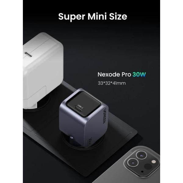 UGREEN síťová rychlonabíječka Nexode Pro 30W 1-Port USB-C,  GaN,  stříbrná0