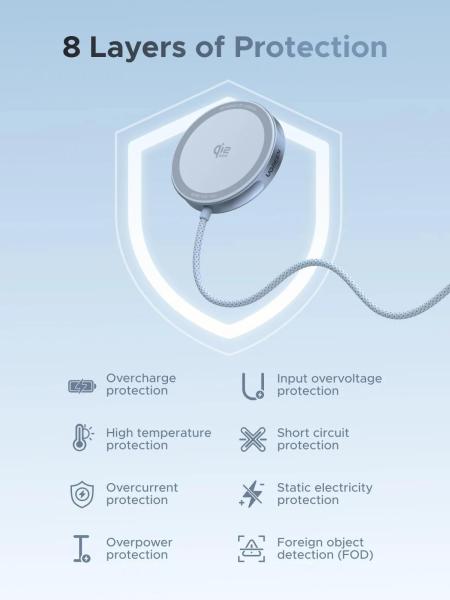 UGREEN magnetická bezdrátová nabíječka MagFlow Qi2.2 25W,  MagSafe,  stříbrná6