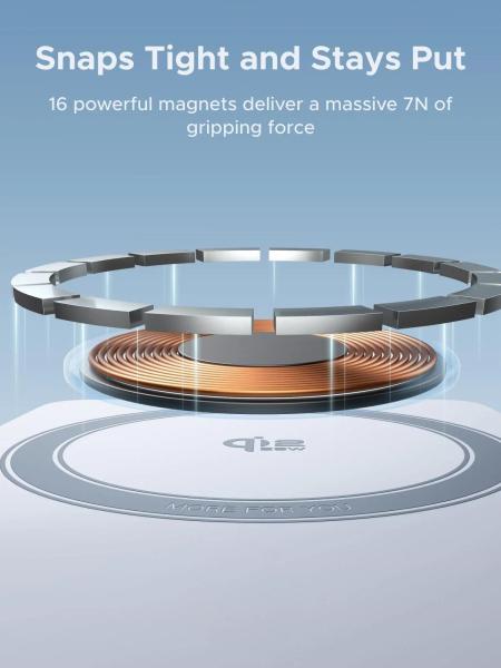 UGREEN magnetická bezdrátová nabíječka 2v1 MagFlow Qi2.2,  25W,  MagSafe,  stříbrná0