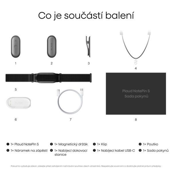 PLAUD Note Pin S Silver - AI hlasový záznamník + náramek a šňůrka na krk4