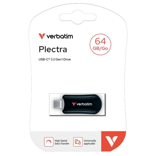 VERBATIM Flash Disk 64GB Plectra USB-C 3.0,  černá1