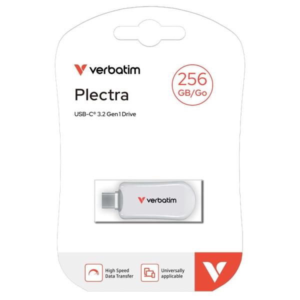 VERBATIM Flash Disk 256GB Plectra USB-C 3.0,  bílá0