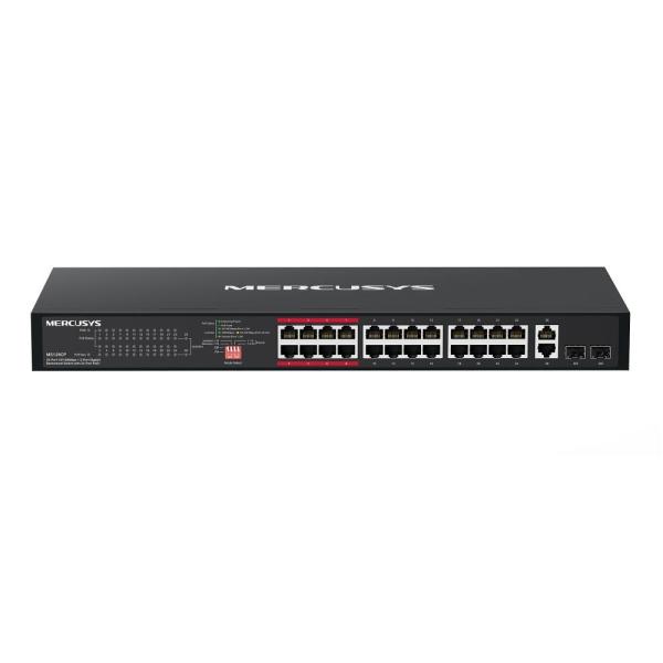 MERCUSYS switch MS126CP (24x100Mb/ s, 24xPoE+, 2xGbE/ SFPcombo, 295W)