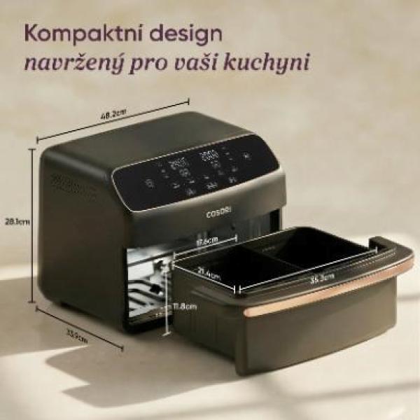 Cosori Dual Blaze Twin Fry Compact horkovzdušná fritéza 8, 6 L,  keramika,  černá8