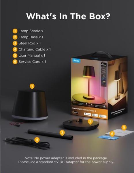Govee Table Lamp Classic S RGBICWW stolní lampa,  Matter9