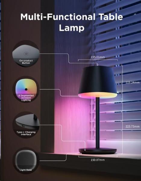 Govee Table Lamp Classic S RGBICWW stolní lampa,  Matter3