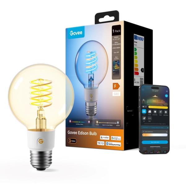 Govee Smart žárovka G80 RGBWW 5W-40W 500lm E27 Long Life,  Matter