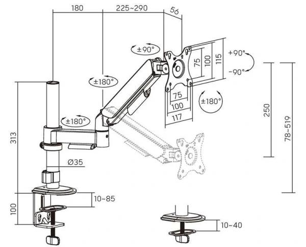 Držák monitoru na stůl Fiber Mounts FM60
4