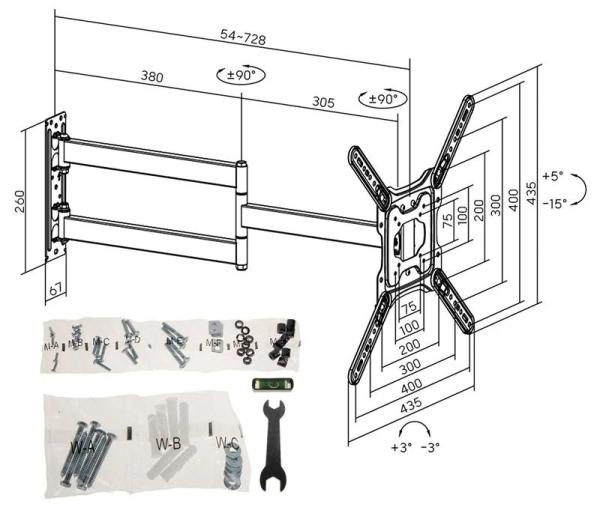 Otočný sklopný držák Tv Fiber Mounts Fugero
4