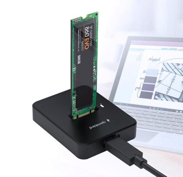 GEMBIRD dokovací stanice pro stolní počítače DD-U3M2,  USB-C,  M.2 SATA,  NVMe SSD,  černá2