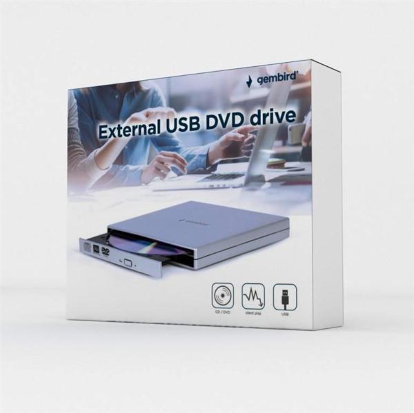 GEMBIRD externí mechanika DVD,  USB 2.0,  stříbrná4