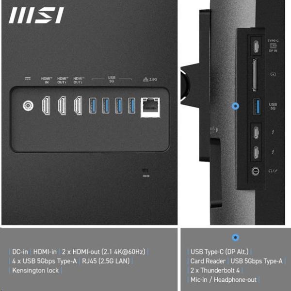 MSI PC AiO Modern AM273QP AI 1UMG-424XEU,  Ultra 7 155H,  27" WQHD,  Anti-Glare,  16GB,  1TB SSD,  N/ A,  No OS,  Black7