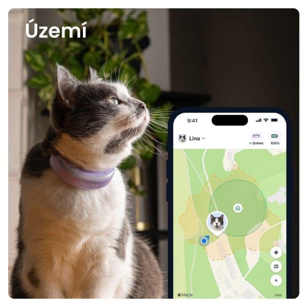 Tractive CAT 6 Mini – chytrý GPS lokátor pro kočky a monitor zdraví s integrovaným obojkem - levandulový3