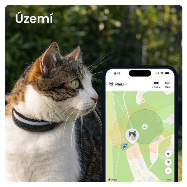 Tractive CAT 6 Mini – chytrý GPS lokátor pro kočky a monitor zdraví s integrovaným obojkem - černý0