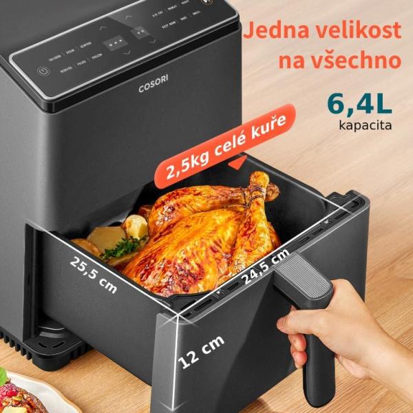 Cosori Dual Blaze 6.4L SMART horkovzdušná  fritéza + 5x špíz a gril. rošt,  černá3