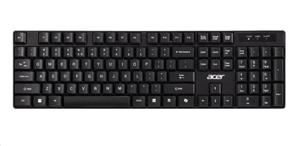ACER Wireless klávesnice 2, 4GHz RF,  AKR110,  dosah až 10 m,  membránové klávesy,  životnost až 5 mil. úhozů,  voděodolná