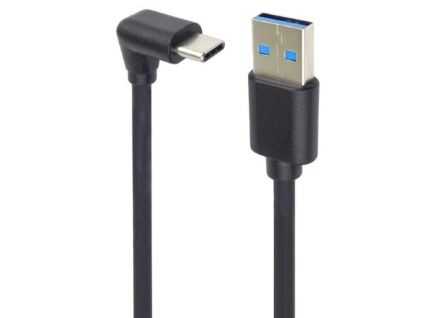 PremiumCord USB C-USB A, zahnutý, čierny, 3m