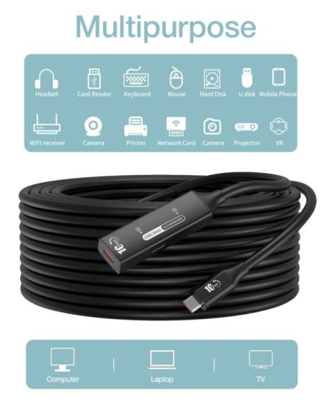 PremiumCord USB-C 3.2 Gen 2 repeater a prodlužovací kabel Male-Female,  10Gbps Aluminium 10m2