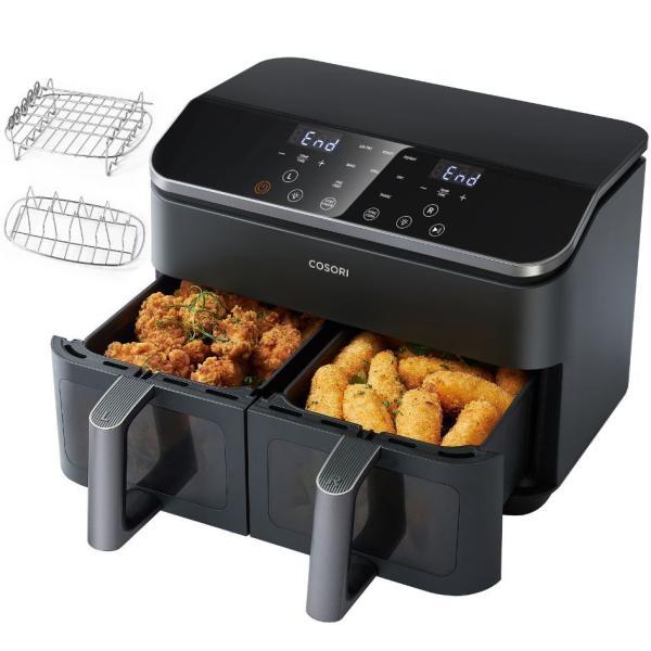 BAZAR - Cosori Dual Basket horkovzdušná fritéza 8.5l  + 5x špíz a rošt - Rozbaleno (Komplet)9