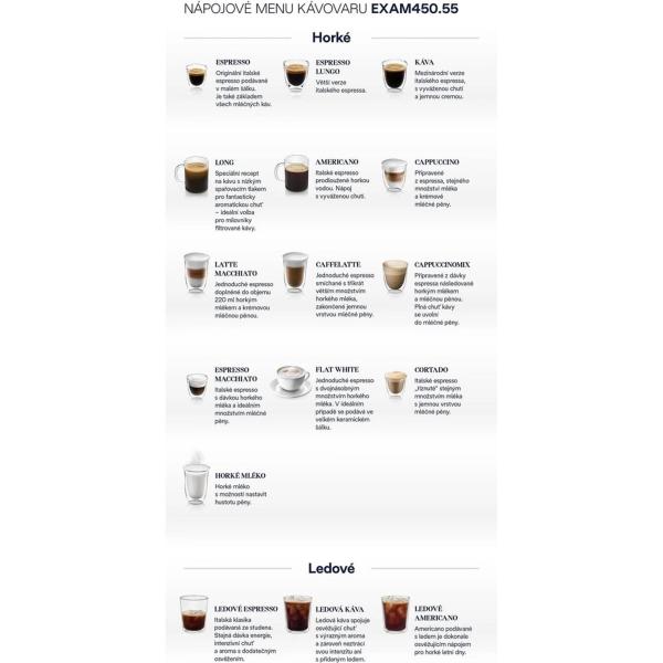 DeLonghi Rivelia EXAM440.55.G,  automatický kávovar šedý,  LatteCrema,  Bean Switch,  Bean Adapt,  16 nápojů6