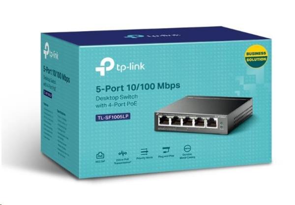 TP-Link switch TL-SF1005LP v3.40 (P/ N:1700000439) (5x100Mb/ s,  4xPoE,  41W,  fanless)2