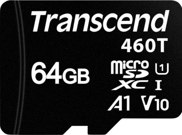 TRANSCEND Industrial Micro SDXC 460T 64GB,  Class 10 UHS-I U1 A1,  3D TLC BiCS5