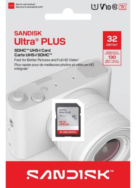 Sandisk Ultra PLUS SDHC karta 32GB UHS-I, V10,  U1,  C10,  (130MB/ s)3