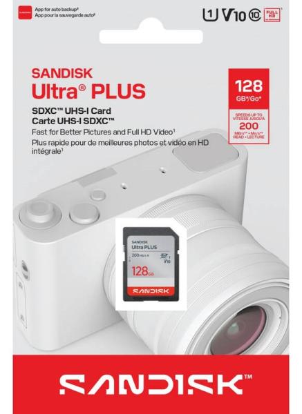 Sandisk Ultra PLUS SDXC karta 128GB UHS-I,  V10,  U1,  C10,  (200MB/ s)3