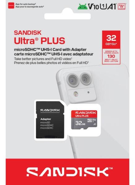 Sandisk Ultra PLUS micro SDXC karta 32GB UHS-I, V10,  U1,  C10,  (130MB/ s)4