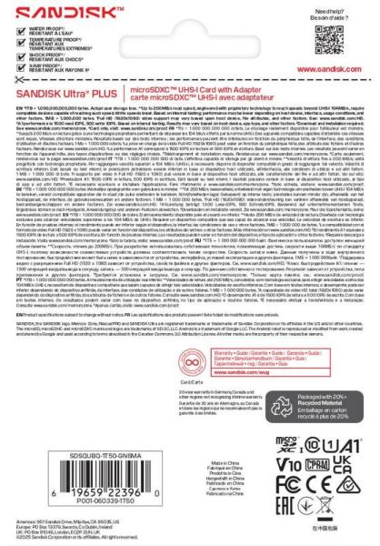 Sandisk Ultra PLUS micro SDXC karta 1, 5TB UHS-I,  V10,  U1,  C10,  (200MB/ s)5