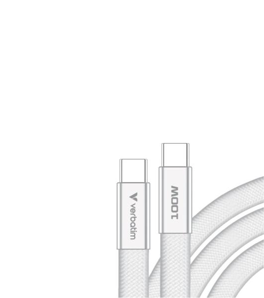 VERBATIM Kabel Sync & Charge SoftTouch USB-C,  100W,  120cm,  bílá1