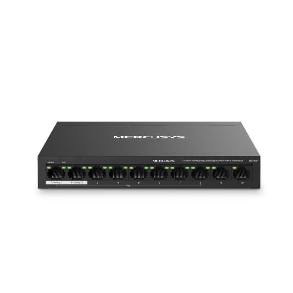 MERCUSYS switch MS110P (10x100Mb/ s, 8xPoE+, 65W, fanless)