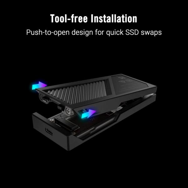 ASUS Externí box pro SSD M.2 ROG STRIX AIOLOS,  USB 3.2 Gen 2x2,  ARGB,  černá11