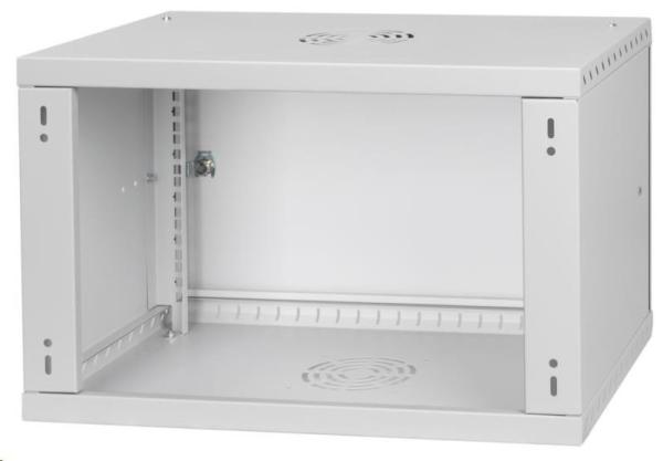 LEXI-Net 19" nástěnný rozvaděč Basic 6U 520x350,  plechové dveře,  bez zad,  rozložený,  šedý3