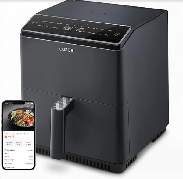 BAZAR - BAZAR - Cosori Dual Blaze 6.4L SMART horkovzdušná  fritéza + 5x špíz a gril. rošt,  black - Poškozený obal (Kompl