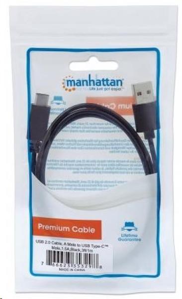 MANHATTAN USB kábel 2.0 C,  C samec /  A samec,  1 m,  čierna1