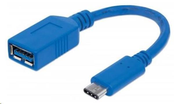 MANHATTAN USB kábel 2.0 A - USB 3.1 C (F/ M),  modrá