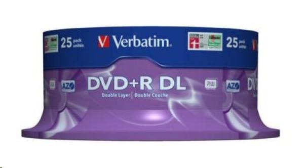 VERBATIM DVD+R(25-balenie) Dvojvrstvové/ 8x/ 8.5 GB/ vreteno1
