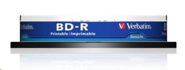 VERBATIM BD-R SL Datalife (10-pack)Blu-Ray/ Spindle/ 6x/ 25GB Wide Printable1