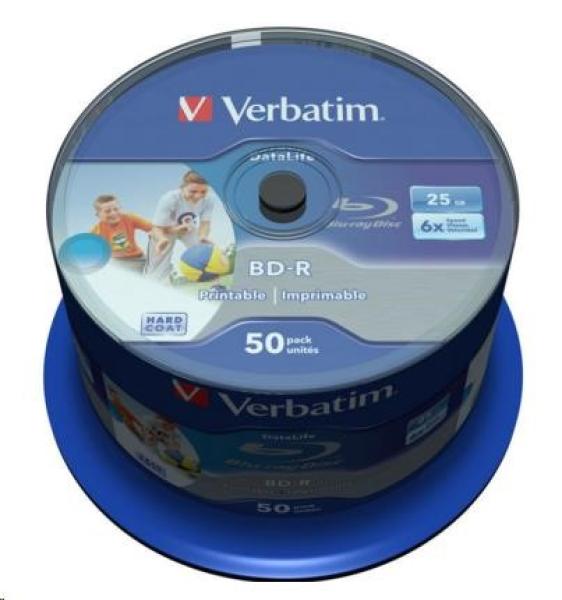 VERBATIM BD-R SL Datalife (50-pack)Blu-Ray/ Spindle/ 6x/ 25GB Wide Printable