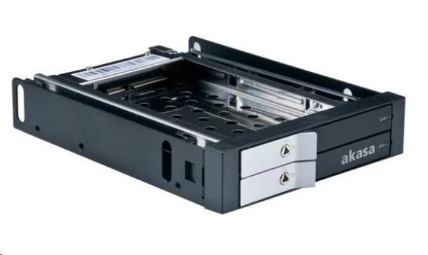 AKASA HDD box Lokstor M21,  2x 2.5" SATA HDD/ SSD do 3.vnútorná poloha 5",  čierna