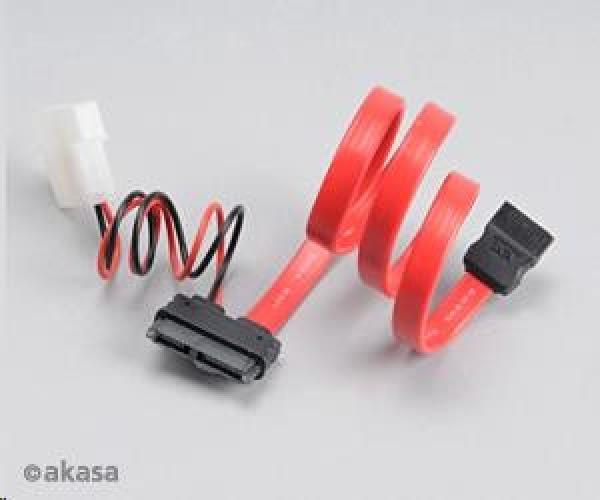 AKASA kábel Kombinovaný kábel SATA na pripojenie tenkých mechaník DVD a BR,  40 cm