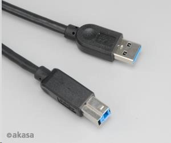 AKASA USB kábel,  samec A na samec B USB 3.0,  150 cm,  čierna