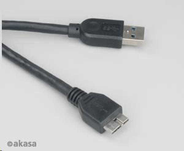 AKASA USB kábel,  samec A na micro B samec USB 3.0,  100 cm,  čierna