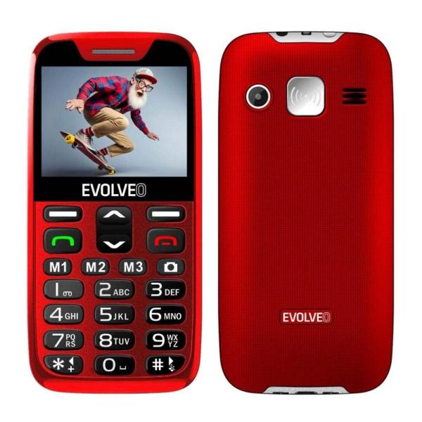 EVOLVEO EasyPhone XD,  mobilný telefón pre seniorov s nabíjacím stojanom (červený)